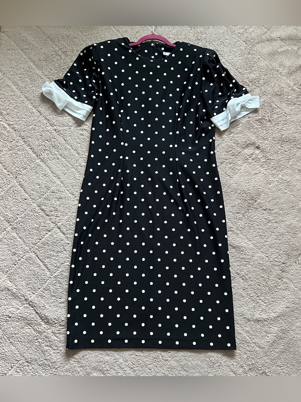 Vtg TF Polka Dot Midi Dress Shoulder Pads Bows Whimsical Homecoming Retro Sz 10